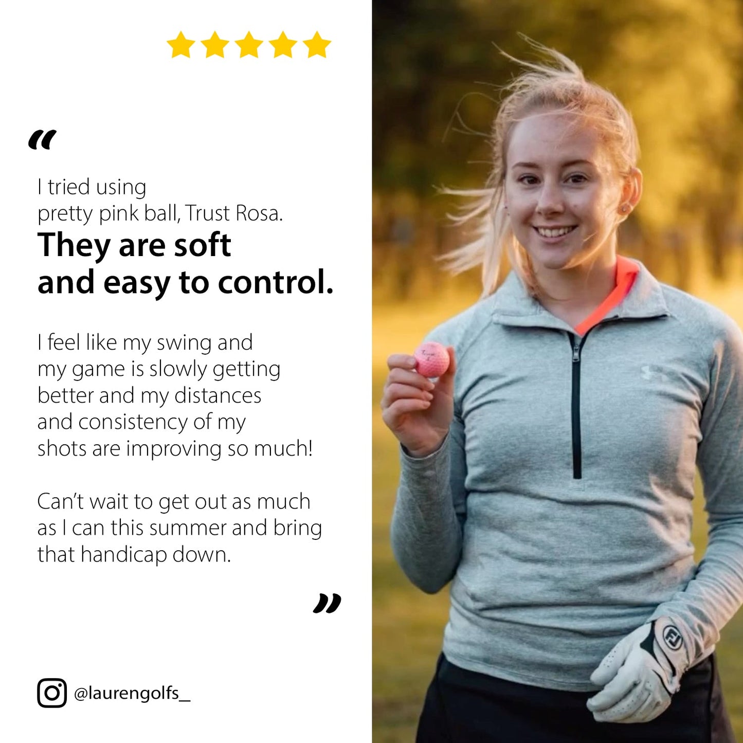 K9 Model - Rosa Golden Pink - Crystal Urethane Cover with Dynamic Core - Trust Golf USA