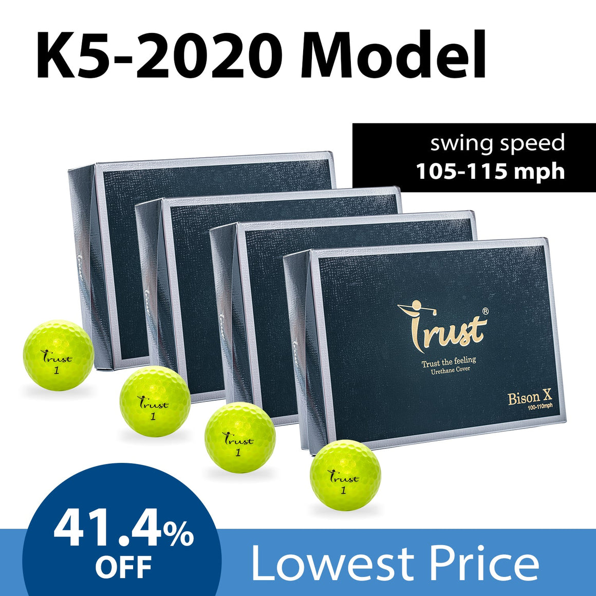 K5 Model - Bison X - Swing Speed 105 - 110 mph - White / Yellow - Trust Golf USA